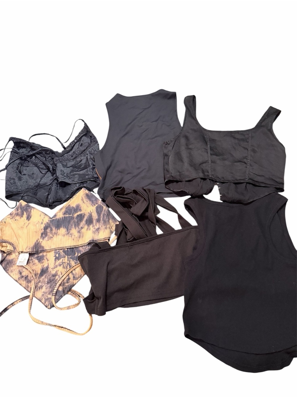 Mixed Bundle Women's Crop & Tank Top Bundle - Black + Yellow Tie-Dye - Picture 9 of 9